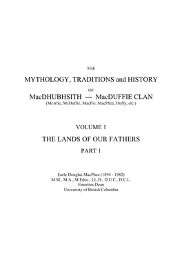 THE MYTHOLOGY, TRADITIONS and HISTORY of Macdhubhsith