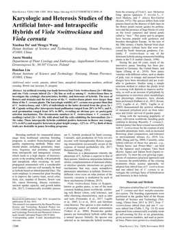 And Intraspecific Hybrids of Viola 3Wittrockiana and Viola Cornuta