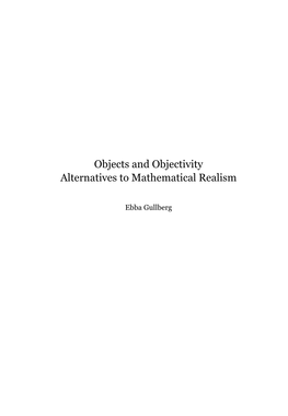 Objects and Objectivity Alternatives to Mathematical Realism