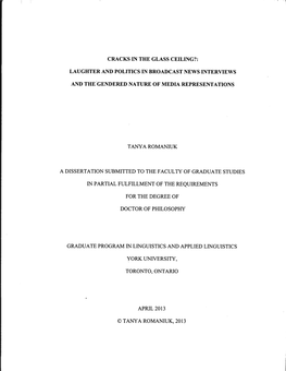 Cracks in the Glass Ceiling?: Laughter and Politics in Broadcast News Interviews and The-Gendered Nature of Media Representation