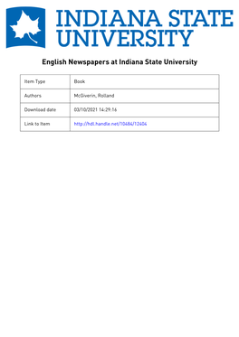 English Newspapers at Indiana State University