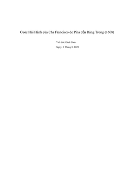 Cuộc Hải Hành Của Cha Francisco De Pina Đến Đàng Trong (1608)