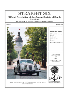 STRAIGHT SIX Official Newsletter of the Jaguar Society of South Carolina an Affiliate of Jaguar Clubs of North America