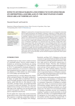 Effects of Field Margins and Other Uncultivated Fields on Orthoptera Assemblages in the Mountainous Paddy Field Area of Northeast Japan