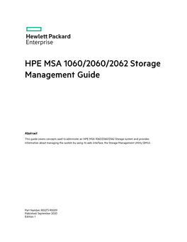 HPE MSA 1060/2060/2062 Storage Management Guide