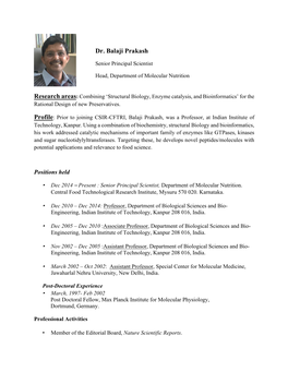 Dr. Balaji Prakash