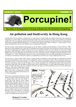 Air Pollution and Biodiversity in Hong Kong