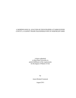 A Morphological Analysis of End Scrapers at Nobles Pond (33St357), a Gainey Phase Paleoindian Site in Northeast Ohio