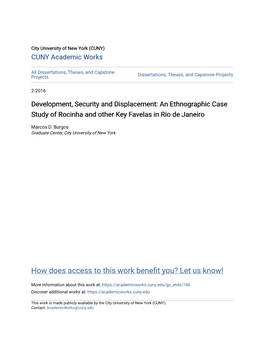 Development, Security and Displacement: an Ethnographic Case Study of Rocinha and Other Key Favelas in Rio De Janeiro