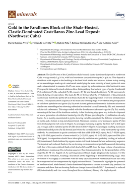 Gold in the Farallones Block of the Shale-Hosted, Clastic-Dominated Castellanos Zinc-Lead Deposit (Northwest Cuba)