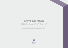 Beverage Menu Hyatt Regency Sofia