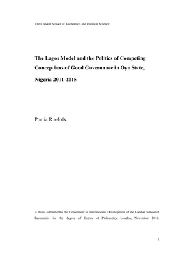 The Lagos Model and the Politics of Competing Conceptions of Good Governance in Oyo State