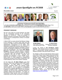 2020 Spotlight Newsletter of FCIHR