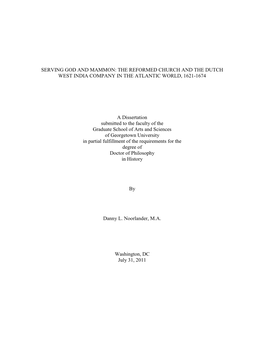 The Reformed Church and the Dutch West India Company in the Atlantic World, 1621-1674