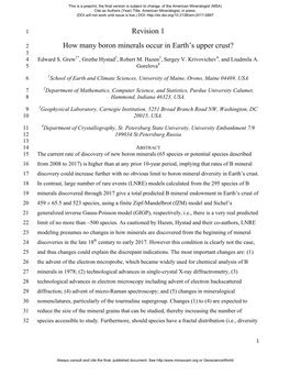 Revision 1 How Many Boron Minerals Occur in Earth's Upper Crust?
