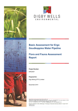 Basic Assessment for Ergo Goudkoppies Water Pipeline Flora