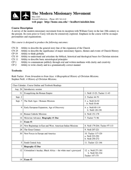 Syllabus for History of Missions