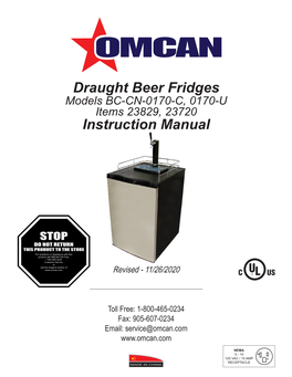 Draught Beer Fridges Instruction Manual