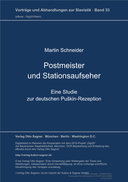Postmeister Und Stationsaufseher
