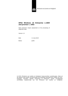 DPIA Windows 10 Enterprise V.1809 and Preview V. 1903