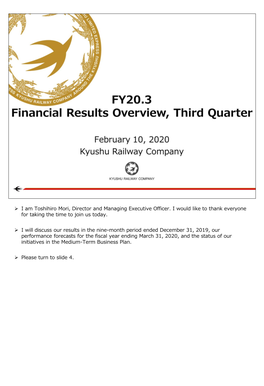 I Am Toshihiro Mori, Director and Managing Executive Officer. I Would Like to Thank Everyone for Taking the Time to Join Us Today