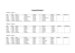 Camogie Fixtures Feile 2018