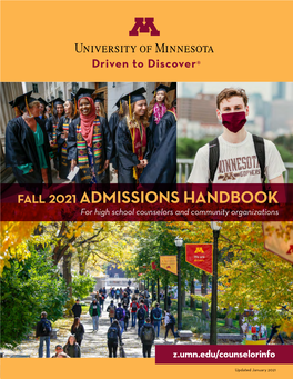 FALL 2021 ADMISSIONS HANDBOOK for High School Counselors and Community Organizations