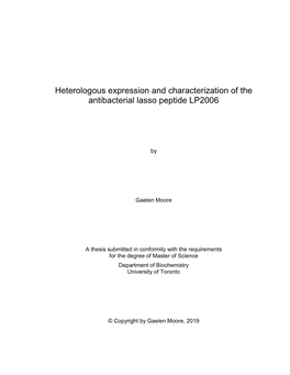 Heterologous Expression and Characterization of the Antibacterial Lasso Peptide LP2006