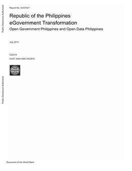 Open Government Philippines and Open Data Philippines Public Disclosure Authorized