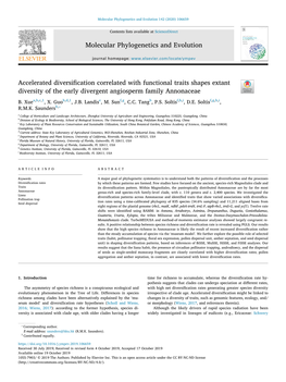 Accelerated Diversification Correlated with Functional Traits Shapes Extant T Diversity of the Early Divergent Angiosperm Family Annonaceae B