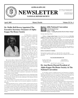 Alpha Kappa Mu Newsletter Vol. 29, No.1