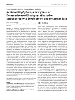 Rhodophyta) Based on Carposporophyte Development and Molecular Data