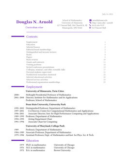 Douglas N. Arnold University of Minnesota ® HP://Umn.Edu/∼Arnold 127 Vincent Hall, 206 Church St