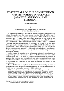 Forty Years of the Constitution and Its Various Influences: Japanese, American, and European
