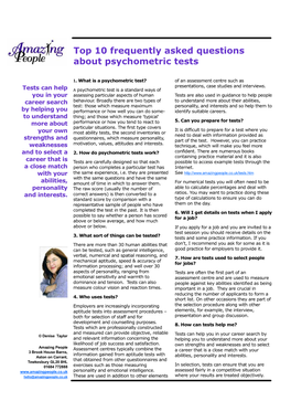 Top 10 Frequently Asked Questions About Psychometric Tests
