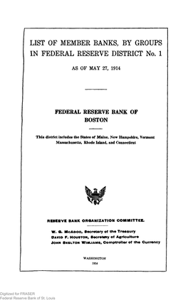 MEMBER BANKS, by GROUPS in FEDERAL RESERVE DISTRICT No