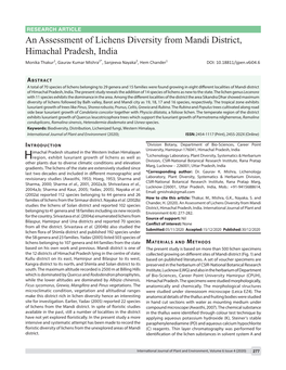 An Assessment of Lichens Diversity from Mandi District, Himachal