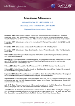 Qatar Airways Achievements