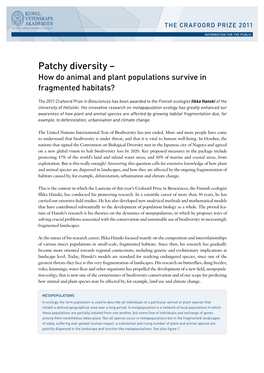 Patchy Diversity – How Do Animal and Plant Populations Survive in Fragmented Habitats?