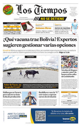 ¿Qué Vacuna Trae Bolivia? Expertos Sugieren Gestionar Varias Opciones Covid-19