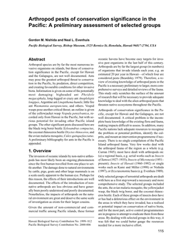 Nishida, G. M. and N. L. Evenhuis. 2000. Arthropod Pests of Conservation Significance in the Pacific