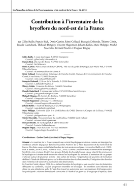 Contribution À L'inventaire De La Bryoflore Du Nord-Est De La France