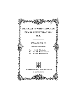 MEHR ALS 4 X 94 MUSIKSACHEN ZUM 94. GEBURTSTAG VON H. S