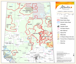 ALBERTA CARIBOU RANGES Fort Chipewyan KM 0 25 50 100 150 200 Rainbow Lake High Level Scale: 1:3,000,000