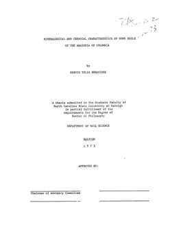 Mineralogical and Chemical Characteristics of Some Soils