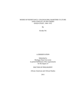 Colonialism, Maritime Culture and Conflict in Southern Gold Coast, 1860–1932