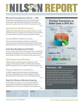 Purchase Transactions on Global Cards in 2016