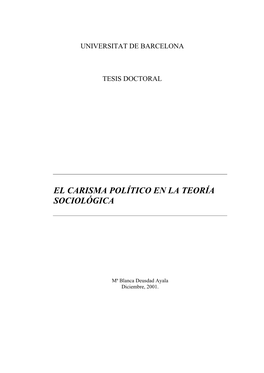 El Carisma Político En La Teoría Sociológica