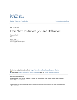 From Shtetl to Stardom: Jews and Hollywood Vincent Brook UCLA