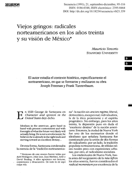 Radicales Norteamericanos En Los Afios Treinta Y Su Vision De Mexico"